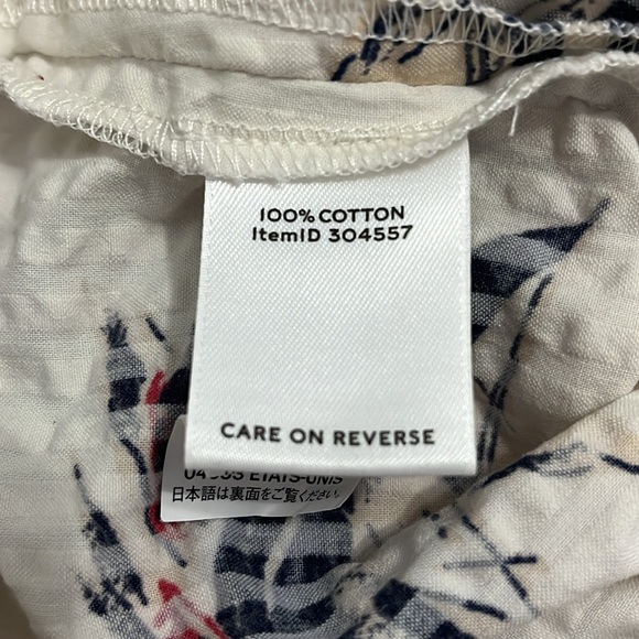 LL Bean Signature Sail Boat Blouse Top Tie Front Seersucker Cotton Size 2 - Picture 10 of 11